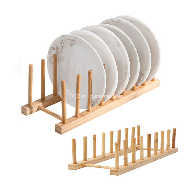 Server Rack Shelf - Plate Storage Rack Multifunctional Wooden Dish
