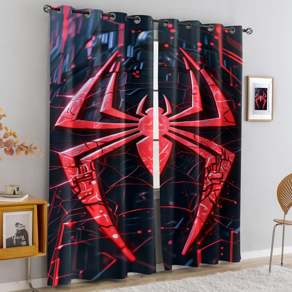 Spider Print Curtains Futurist - High Tech Office Room review and price