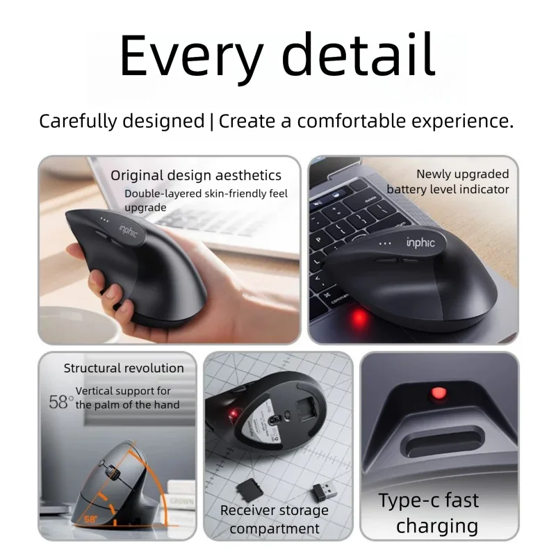 Inphic X9 PRO Vertical Wireles - Ergonomic Mouse Vertical review and price