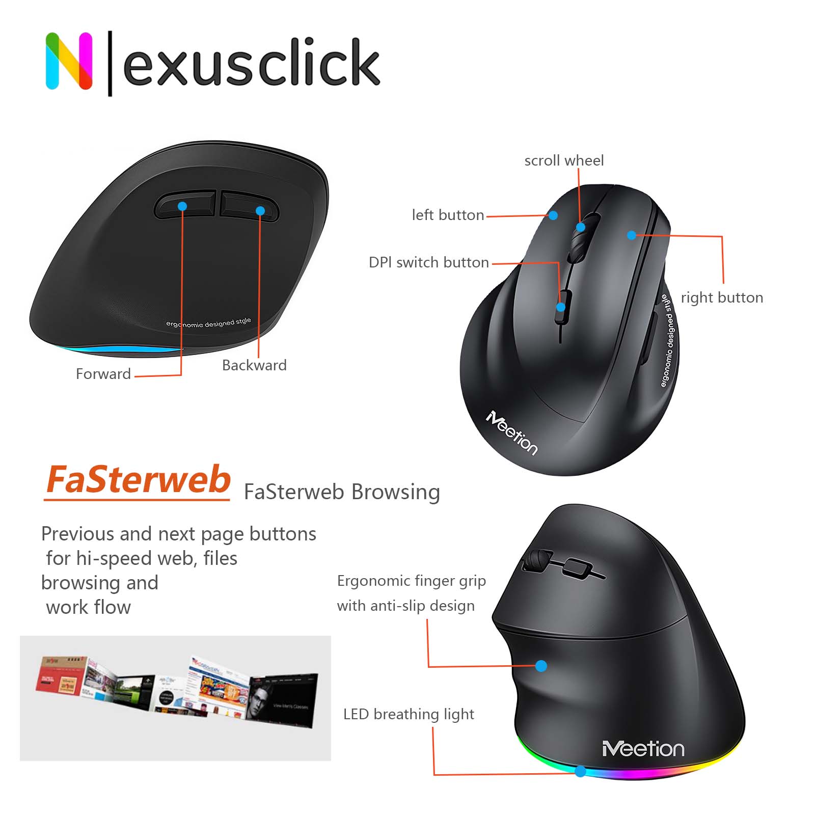 Original Meetion BTM010 Left H - Ergonomic Mouse Vertical review and price