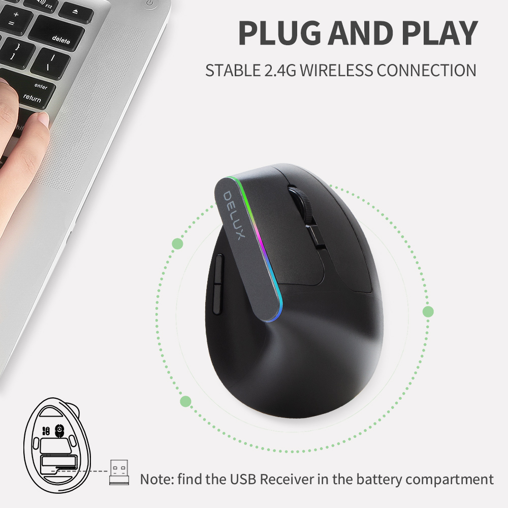 Delux M618C Wireless Silent Er - Ergonomic Mouse Vertical review and price